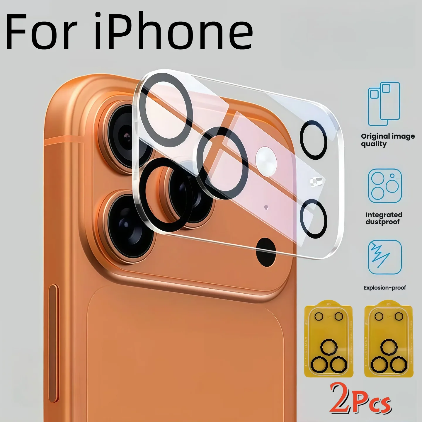2Pcs 9H Tempered Glass Camera Lens Protector For iPhone 18Pro Max 17 Air 16e 16 15 14 13 12 11 Pro Max Plus Mini Rear