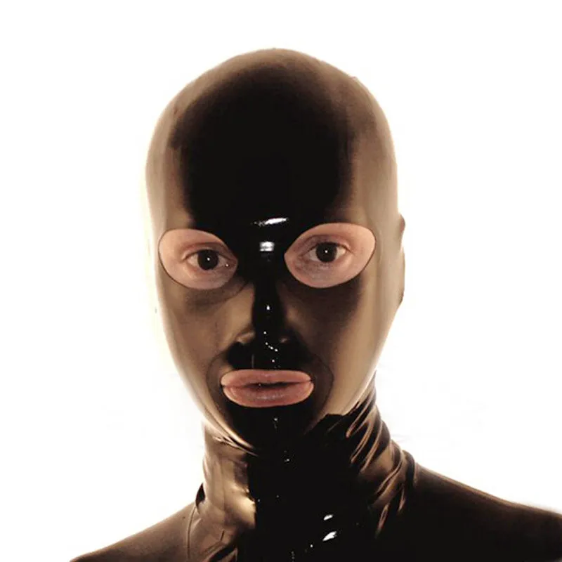 

Latex Rubber Men Mask Hood Eyes Nostrils And Mouth Opened Handmade Headpiece RLM227