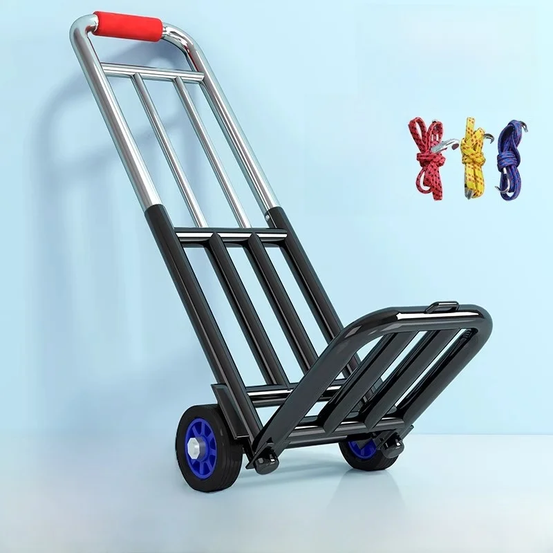 

Portable Lightweight Hand-Pulled op Cart Small Trolley for Home Use Vegetable Bung Stall Setting Iron Material Foldable