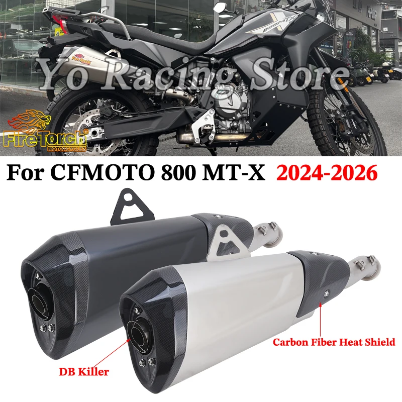 

Slip On For CFMOTO 800 MTX MT-X800 MTX800 2024 2025 2026 Motorcycle Exhaust Systems Middle Link Pipe Escape Moto Carbon Muffler