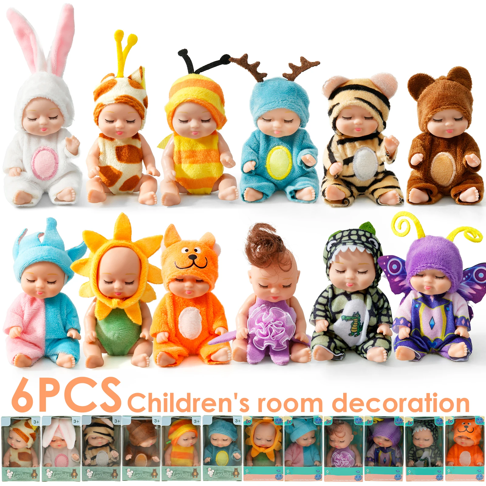 6Pcs Mini Baby Dolls Cute Mini Reborn Dolls with Clothes Lightweight Tiny Baby Dolls Smooth Small Baby Dolls Unique Reborn Dolls