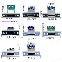 1-10pcs USB 3.1 Type C Socket With Screw fixing plate Type-C USB Jack 3.1 Type-C 2Pin 4Pin 5Pin 6Pin Female Connector Jack