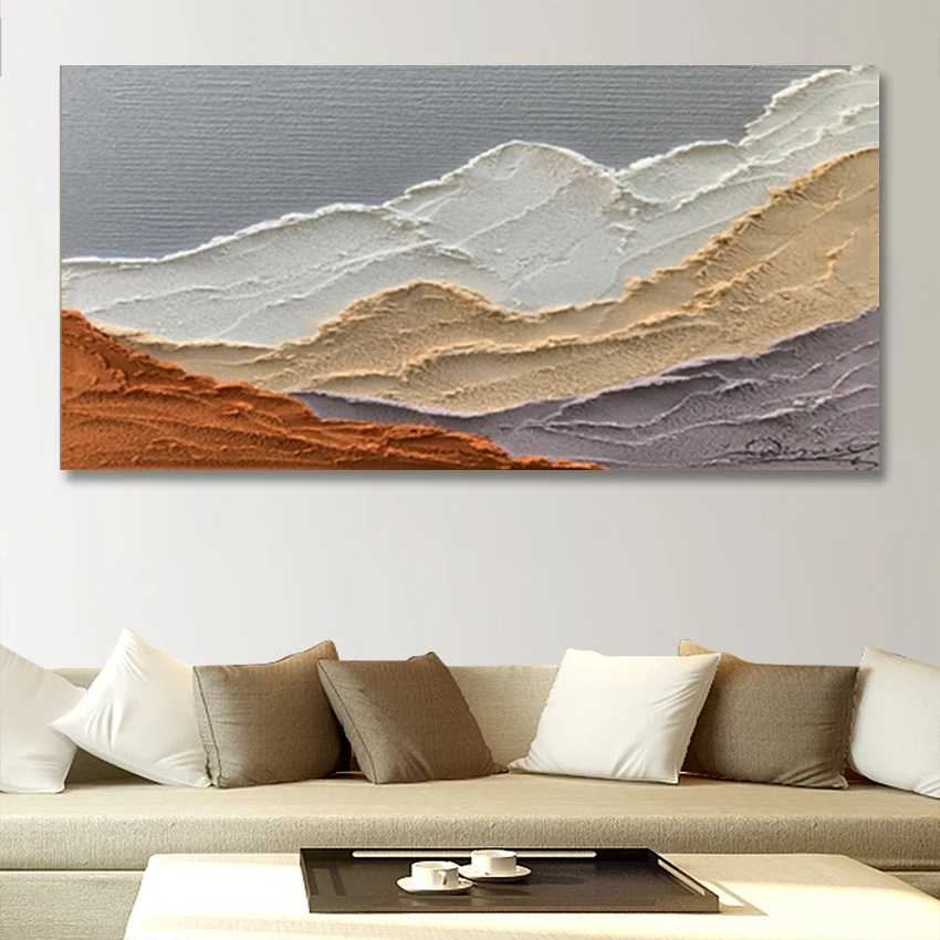 

100% Handmade Light Color Modern Abstract Textured Canvas Art Oil Painting Frameless Knife Acrylic Quality Artwork Home Decor