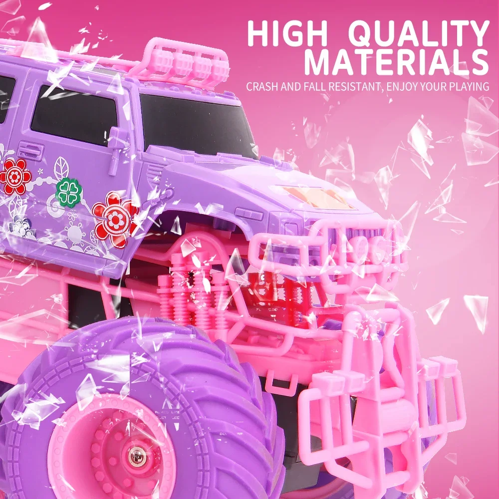 2.4g rc carro rosa unidade elétrica fora da estrada rádio caminhões de controle remoto rc carro escalada hummer caminhões meninas brinquedos para crianças jjrc