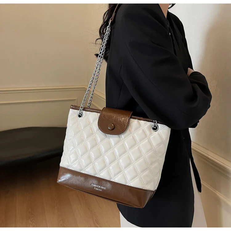 Bohemian Code! 2025 Korean Stitch Tote - Dumpling Bucket Style, 2 Ways Carry, Creative Commute