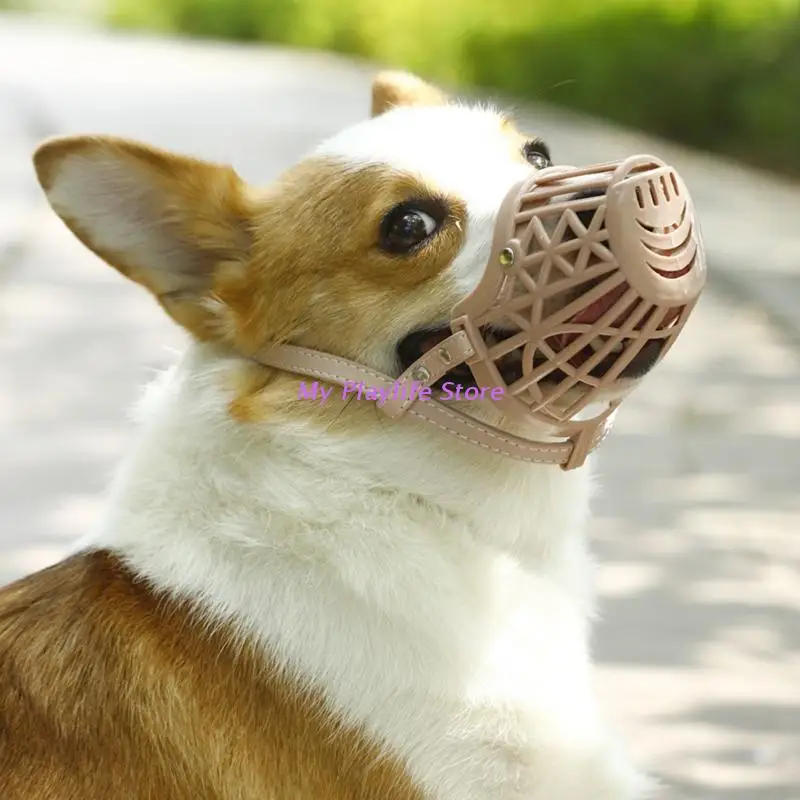 Dog Muzzles Breathable Hollow-out Plastic Muzzle Basket Stop Biting Barkings and Chewing for Small Medium Dogs Training 7 Size