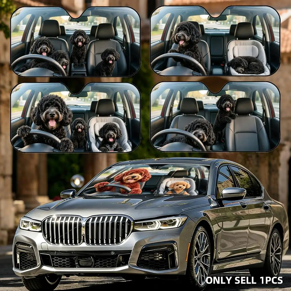 

Funny Black Teddy Driving Sun Visor Reusable Aluminum Foil Car Windshield Sun Visor UV Protector Heat Insulation Cover Shade