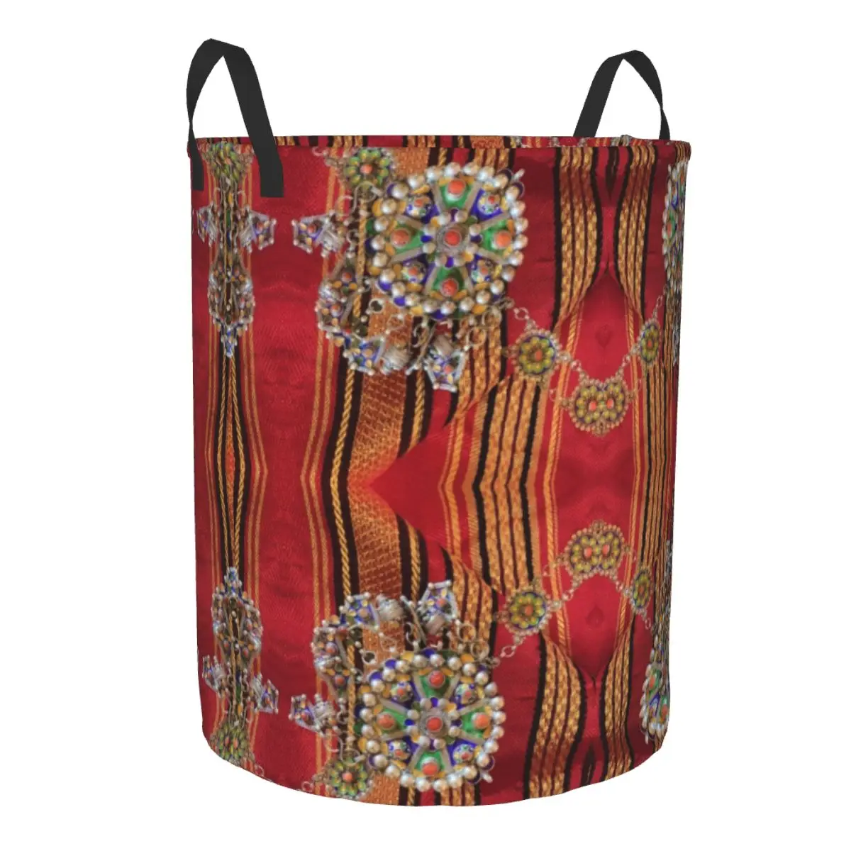 Custom Amazigh Kabyle Jewelry Laundry Basket Africa Berber Ethnic Style Clothes Hamper for Nursery Kids Toys Storage Bag