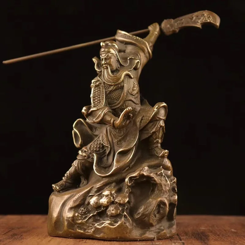 Large Statue of Gong Bronze God of Wealth Home Living Room Decoration, Guan Yu Martial Saint Business Gif