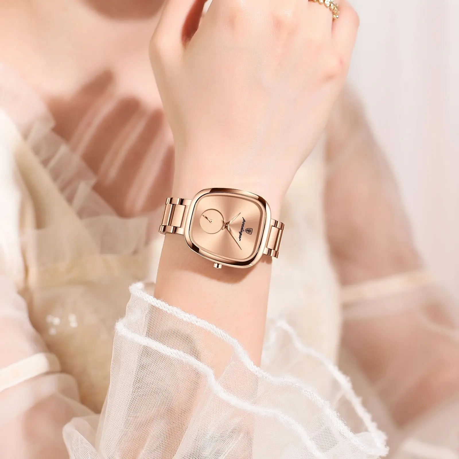 POEDAGAR قمة الموضة امرأة ساعة اليد مقاوم للماء الفولاذ المقاوم للصدأ كوارتز السيدات ساعة فاخرة أنيقة المرأة الساعات الإناث Reloj