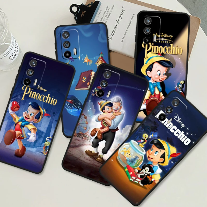 Disney Pinocchio Cute For OPPO Realme GT3 2 C55 C33 C35 C30S C31 X3 X2 Q5i Q3S C21Y Pro Black Silicone Phone Case