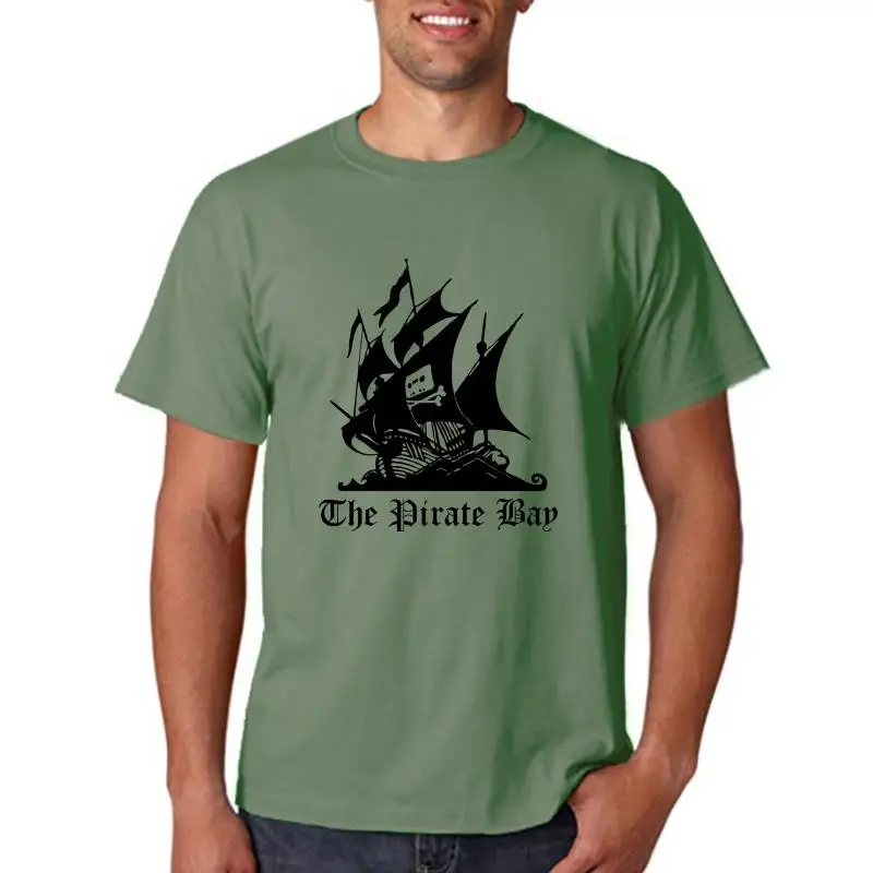 Camiseta de The Pirate Bay, camisa con Logo de barco negro, Web It, Hacker, Internet Torrent, gris, blanca, informal, estampada