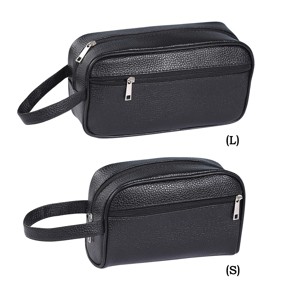 Moda couro do plutônio bolsa de pulso cor sólida telefone pulseira saco casual saco de higiene pessoal pequena bolsa para homens