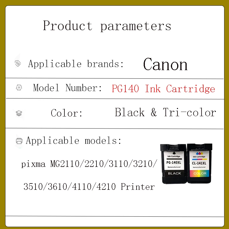 PG140 CL141 Ink Cartridge pg-140 cl-141 Compatible for canon pixma MG2110/2210/3110/3210/3510/3610/4110/4210 Printer