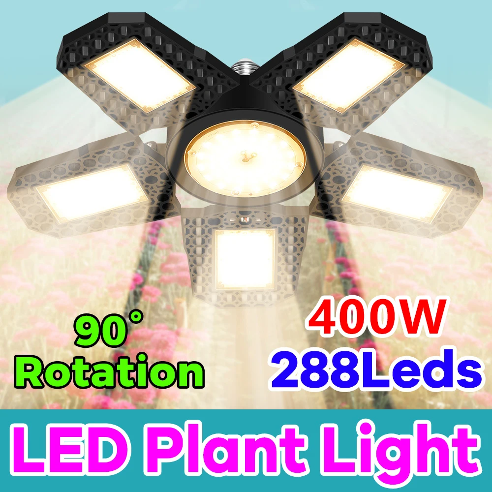 E27 LED Grow Bulb Plant Light 400W Full Spectrum Hydroponic Growing Lamp Growth Box Seeds Cultivation Light Bulbs Deformable