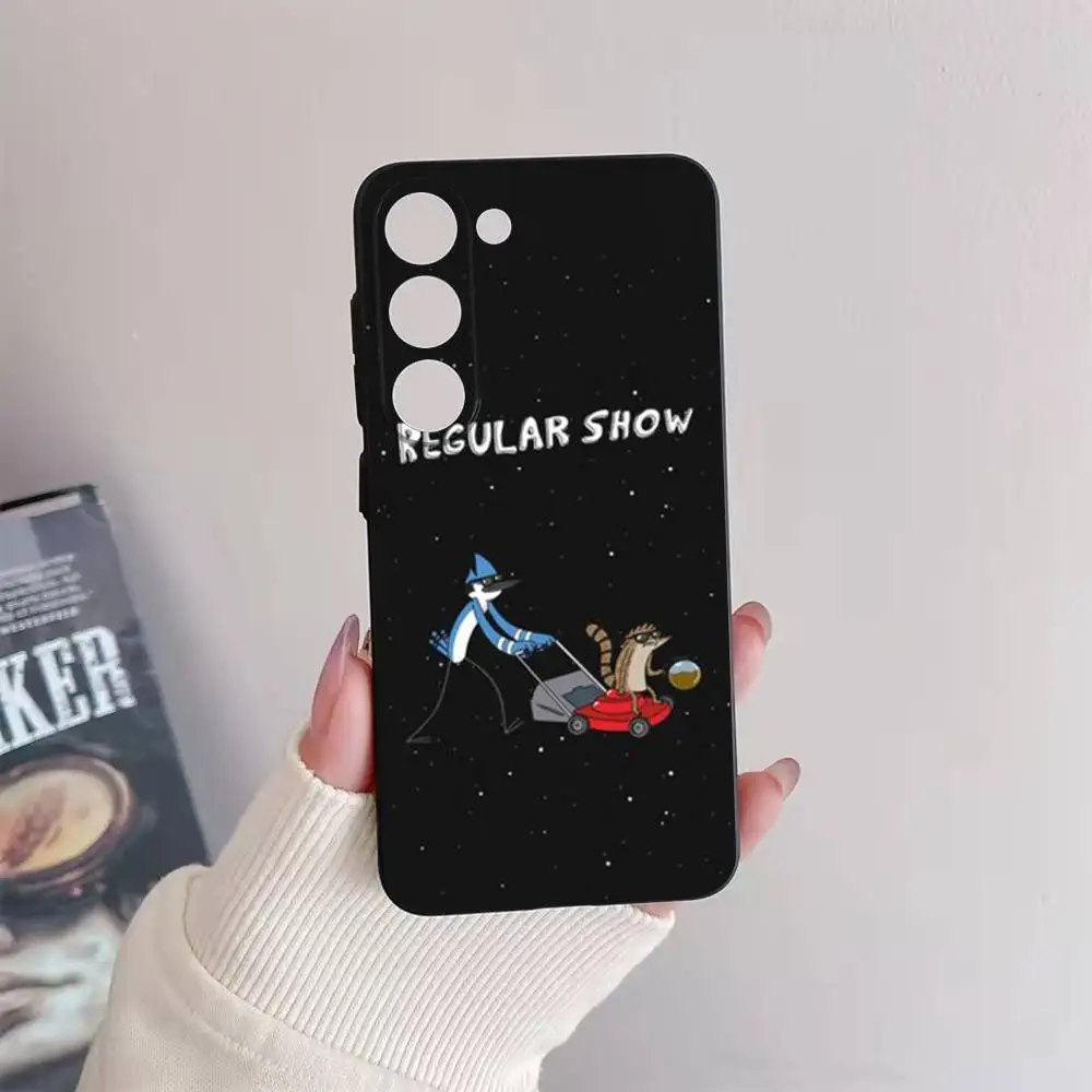 漫画 R-Regular Show 電話ケース Samsung Galaxy A 91、80、73、72、71、53、52、51、22、5G 耐衝撃ソフトブラックカバー