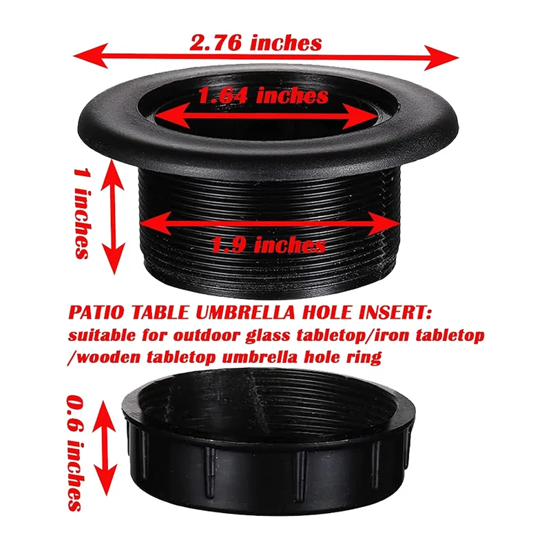 THIVN-Complete Umbrella Hole Ring Plug Cap Set For Outdoor Patio Table - Suitable For Parasol Hole Cover And Pole Stabilization