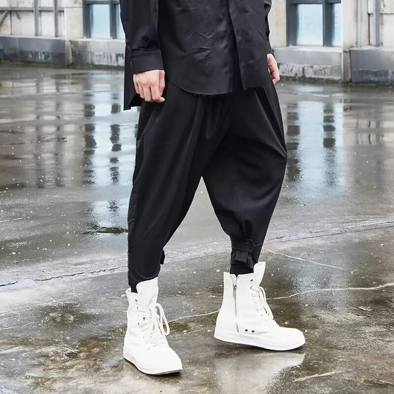 

Buckles Men's Hair Trouser Dark Leg New Stylist Design Urban Youth Fashion Casual Harlan 9-Cent Pants