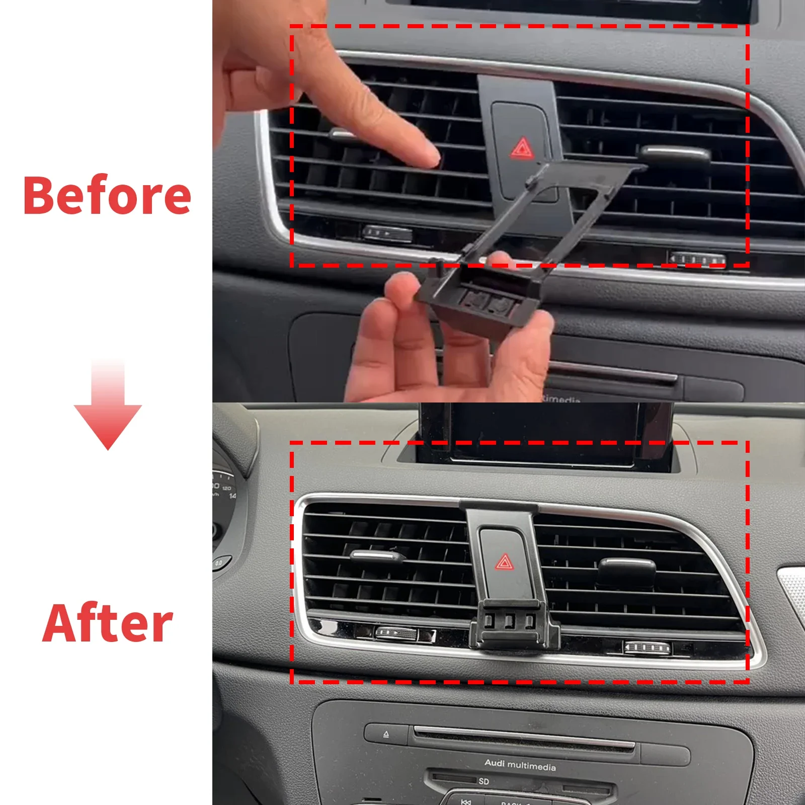 fit for AUDI Q3 2013 2014 2015 2016 2017 2018 Custom Fit Phone Holder Mount Dashboard Screen Base No Drill Car​​ accessoires