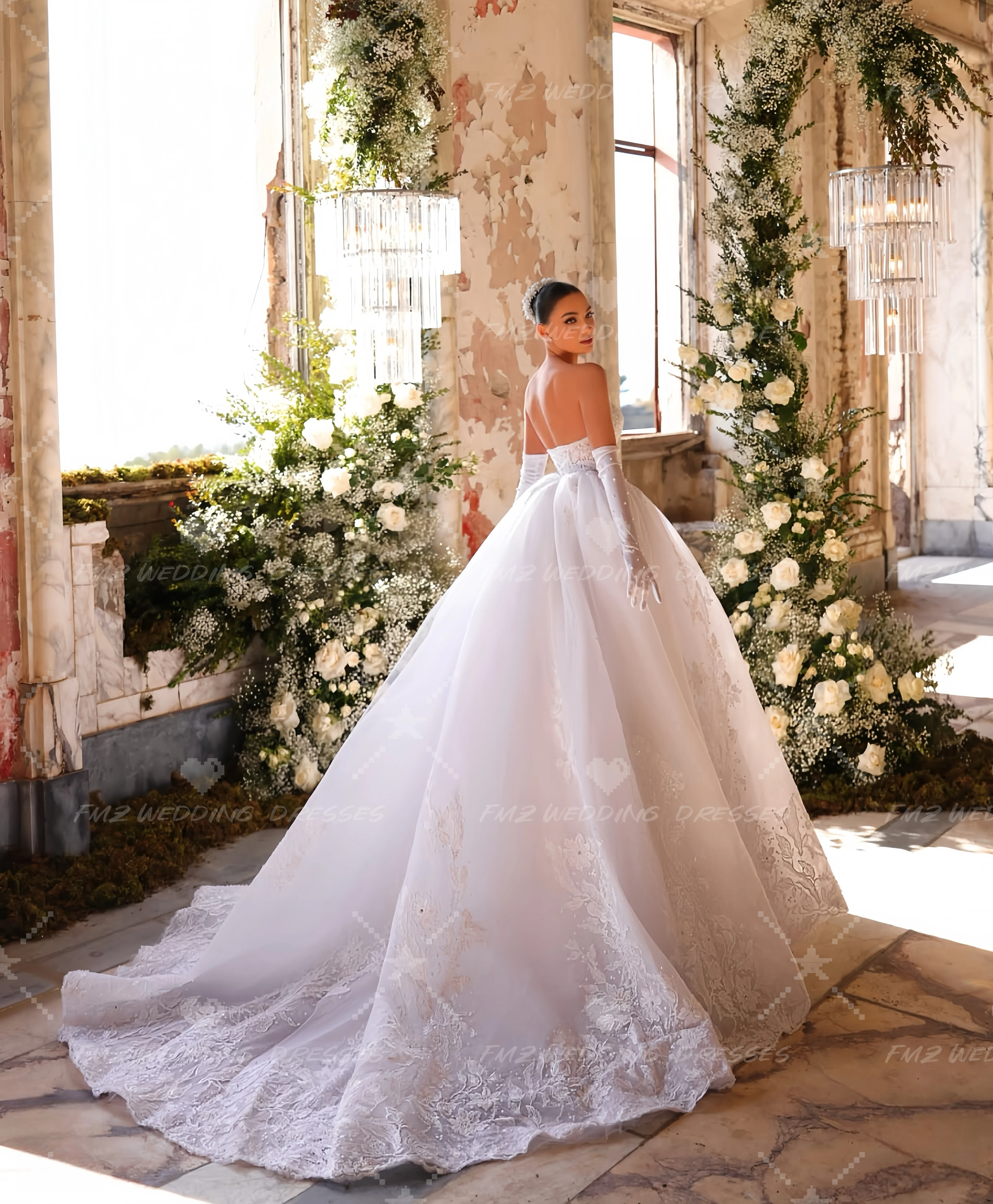 Customzied strapless sleeveless backless elegant wedding dress vestidos de novia amanda novias amanda novias official