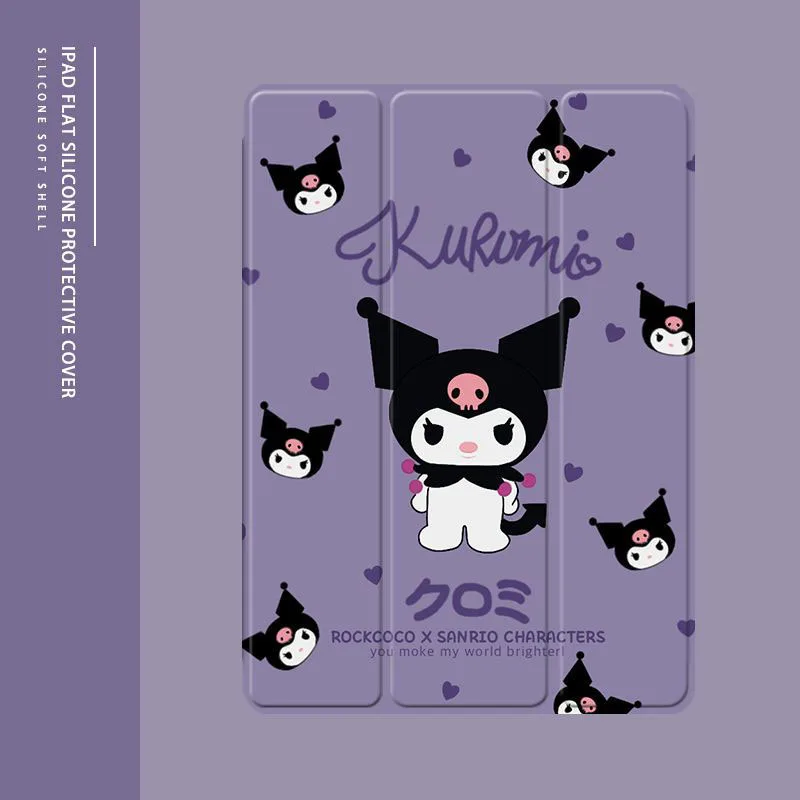 Kawaii Sanrio Kuromi Soft Case For IPad Pro 11 12.9 2020 2021 Air 2 3 4 5 Mini 4 5 6 10.2 inch Silicone Airbag Anti Drop Cover