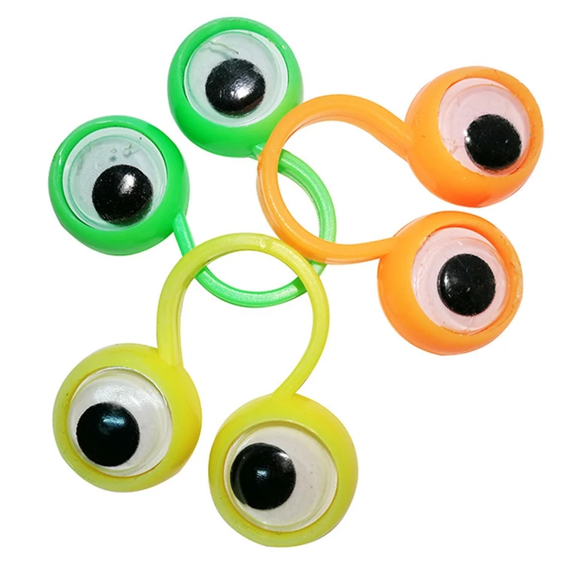 50pcs Funny Interactive Wiggle Eye Finger Rings Puppets Cartoon Eyeballs Children Kids Toys