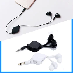 0.8m Cable Portable Retractable Cable 3.5mm In-Ear Earphone Carry Headset Extendable Wire Earphone Straight Insert for MP3 MP4