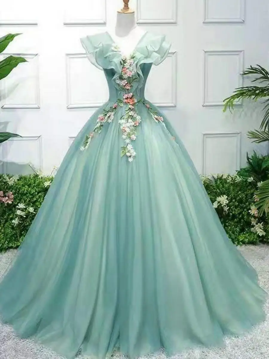 

een Tulle Long Evening Gown 2025 New Host Performance Student Vocal Solo Art Exam Ball Gown Ele High Waist Polyester