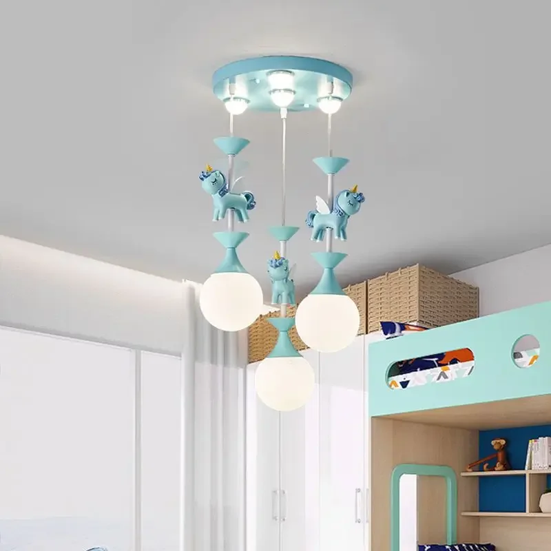 Children's Carousel LED Penadant Chandeliers For Princess Room Bedroom Living Room Hanging Lighting Decor Art Ceiling Lamps