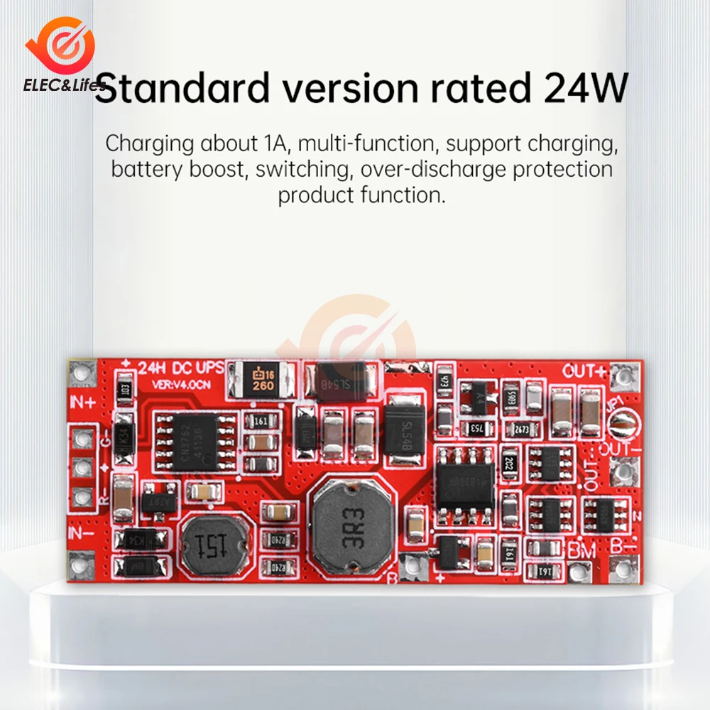 DC12V/15V 24W 1A 18W 0.5A UPS Power Supply Module Uninterruptible Power Control Board 2S V4.0CN Charge Step Up Protection Module