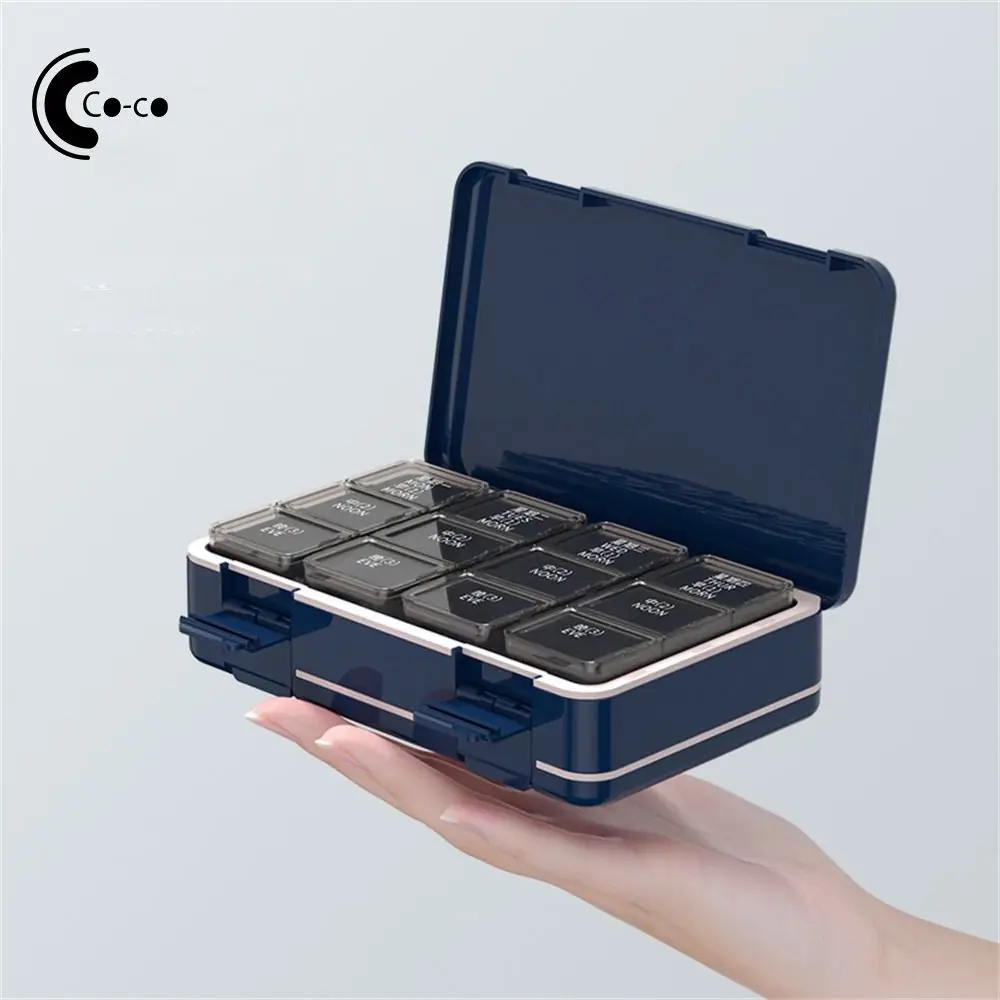 Travel Pill Box Safety Material Grid Design Carry 24 Cells Household Products Portable Box Large Capacity Portable Pack