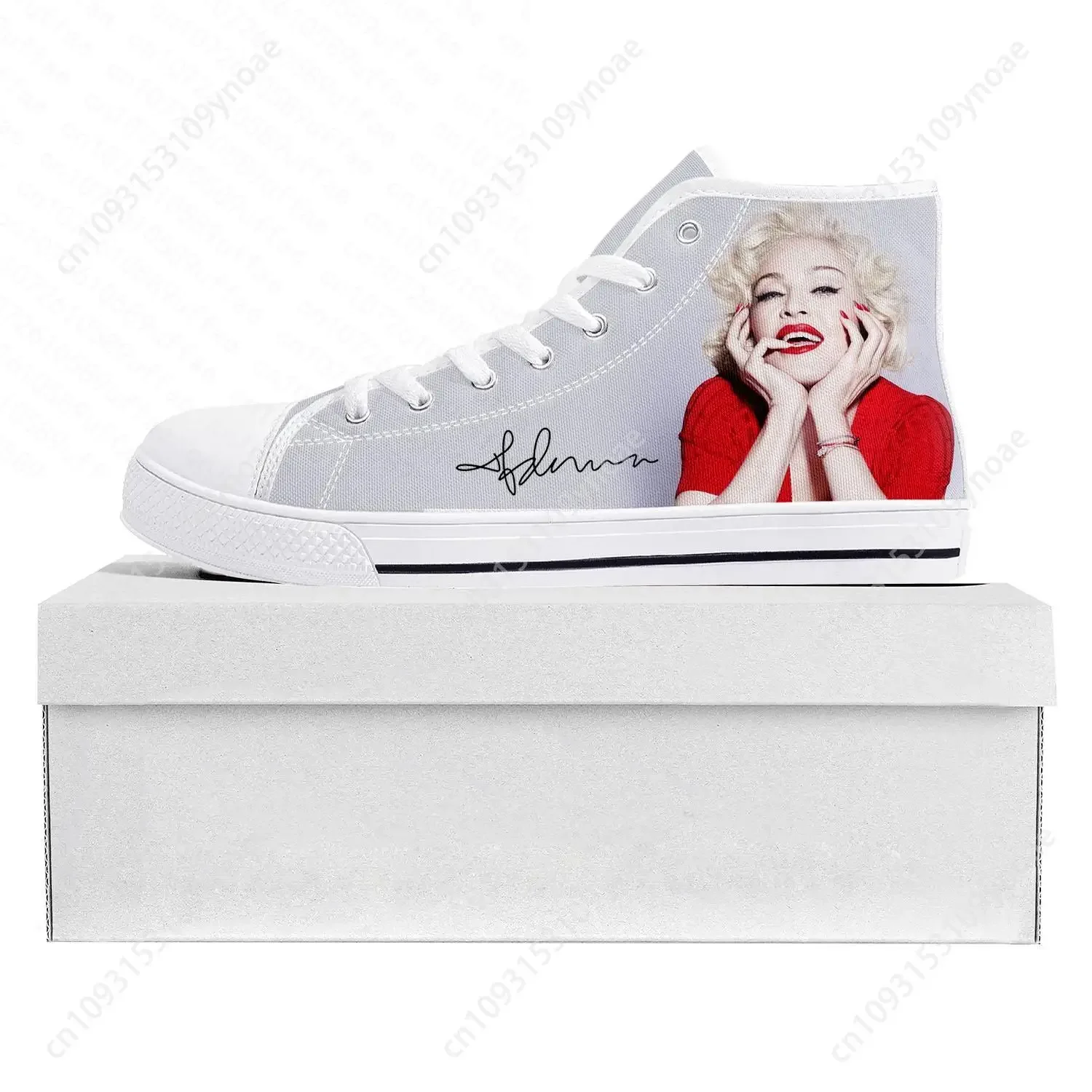 

Madonna pop rock singer disco fashion High Top High Quality Sneakers Mens Womens Teenager Canvas Sneaker Couple Shoe Custom Shoe