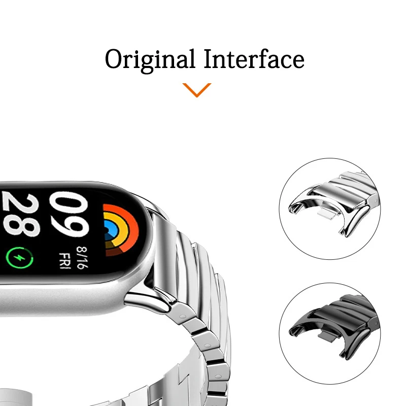 Bracelet en acier inoxydable pour Xiaomi Mi Band 9, métal irrégulier, bracelet intelligent universel, 14mm