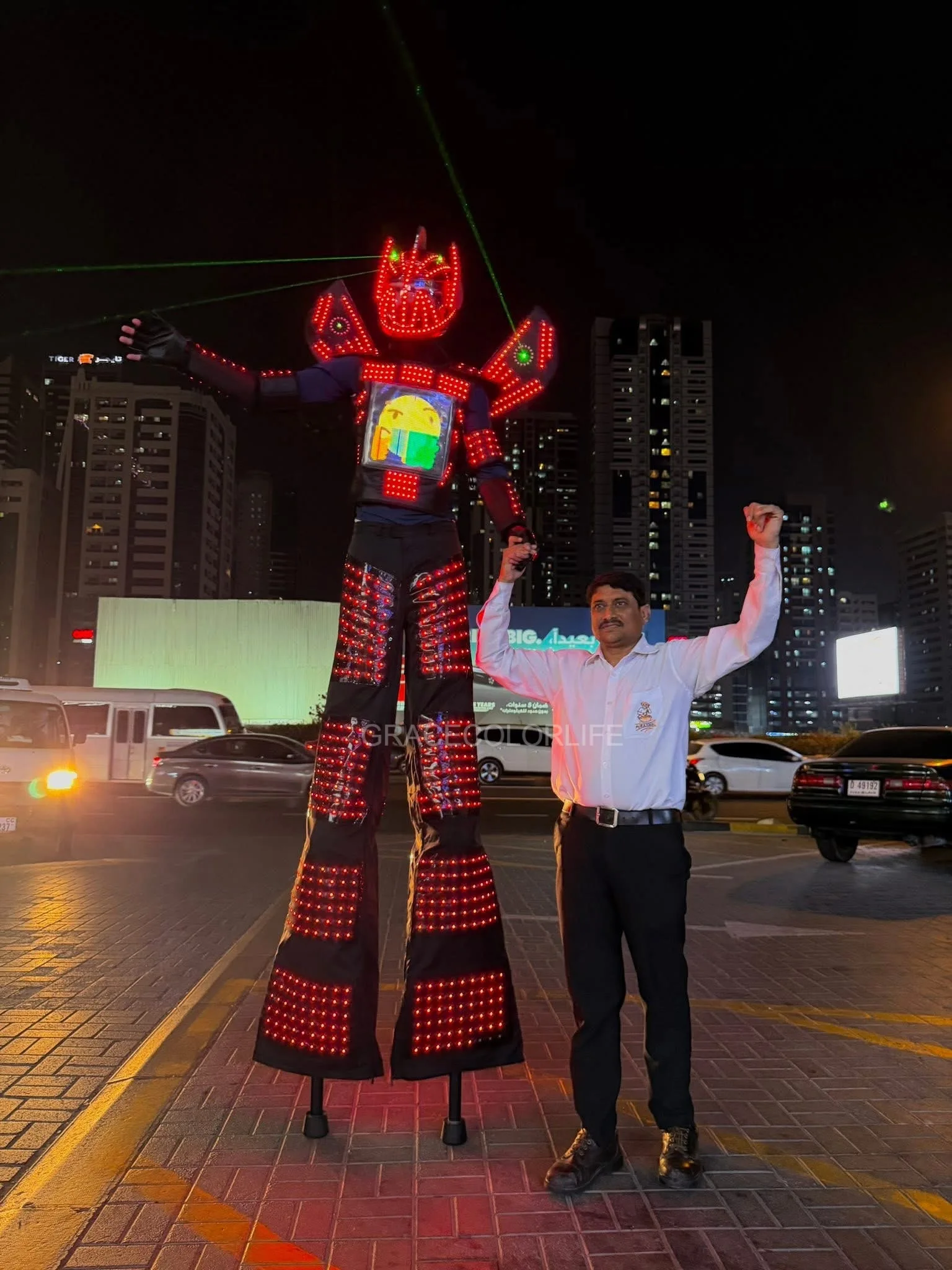 Dancer LED Robot Costume for Men Light up Bluetooth Suit with Remote Control Multi Modes for Stage Performance And Halloween