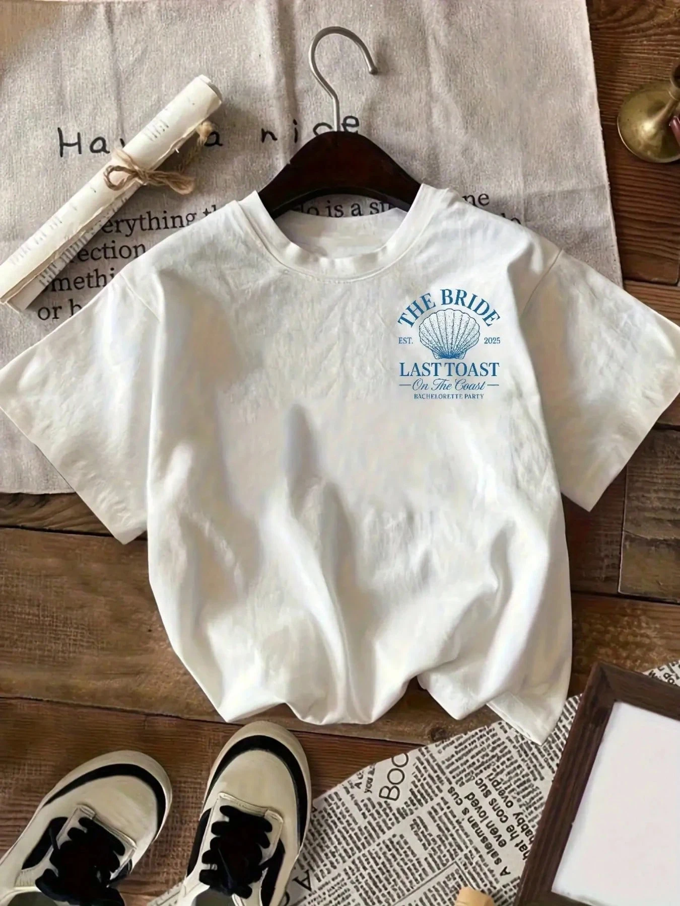 Camiseta con tema costero, Top versátil de tela suave, ropa de verano 2026 para mujer, adecuada para todas las estaciones, producto único de alta calidad