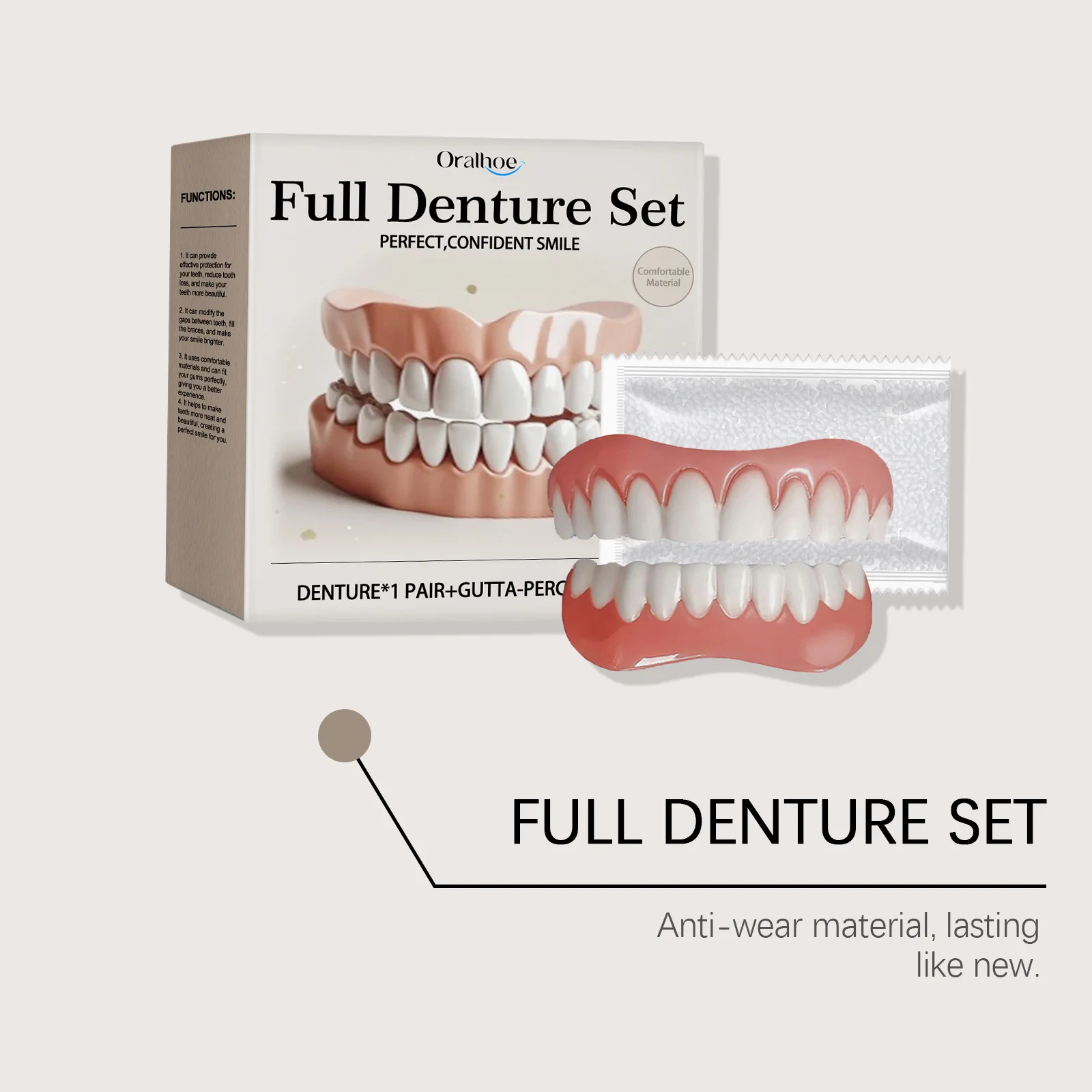 Denture Silicone Kit Fake Teeth Keep Soft Teeth Upper Lower Set Portable Tooth Oral Care Set Confident Smile Denture Making Kits