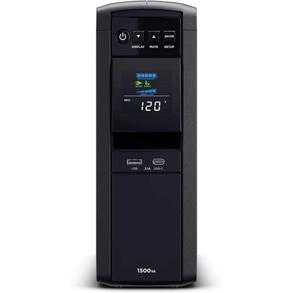 

CP1500PFCLCD PFC Sinewave UPS System, 1500VA/1000W, 12 Outlets, AVR, Mini Tower,Black