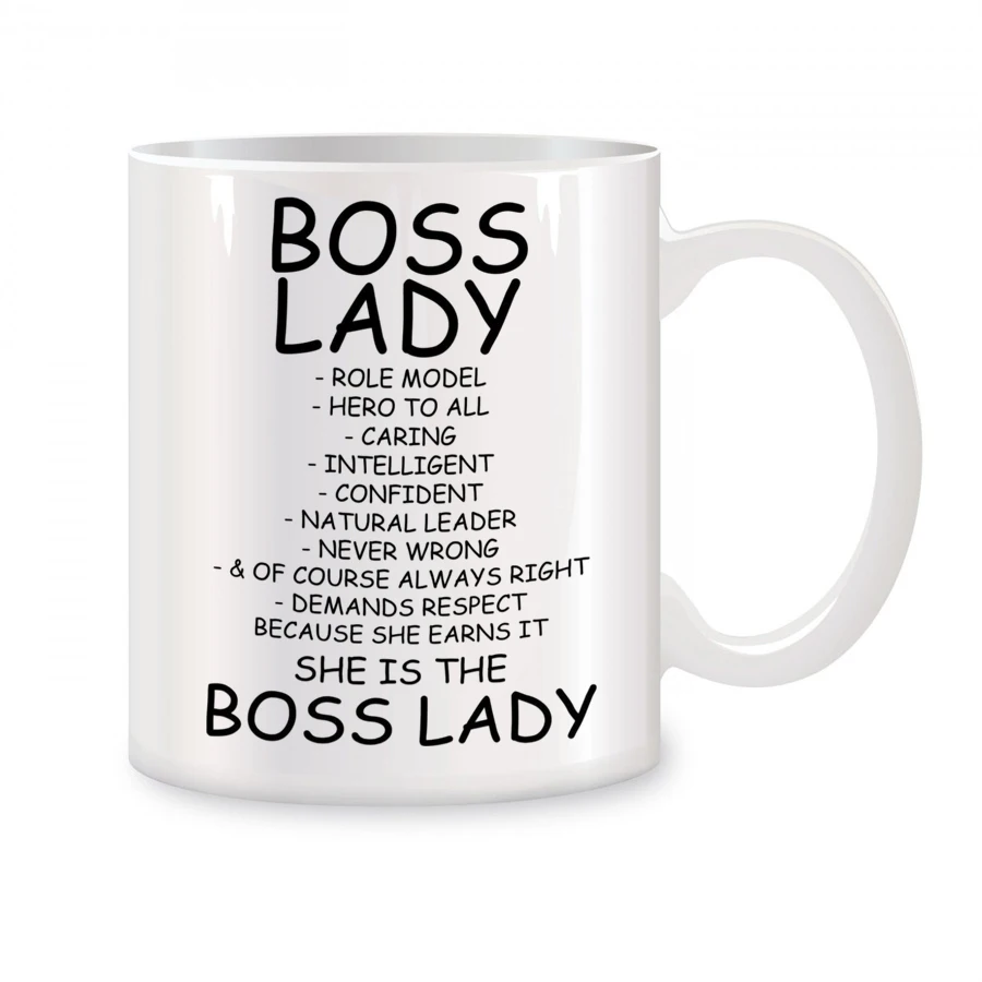 

Boss Lady Coffee Mugs For Her, Sarcasm Inspirational Gifts for Coworkers Employer Birthday Coffee Ceramic Tea Cups White 11 oz