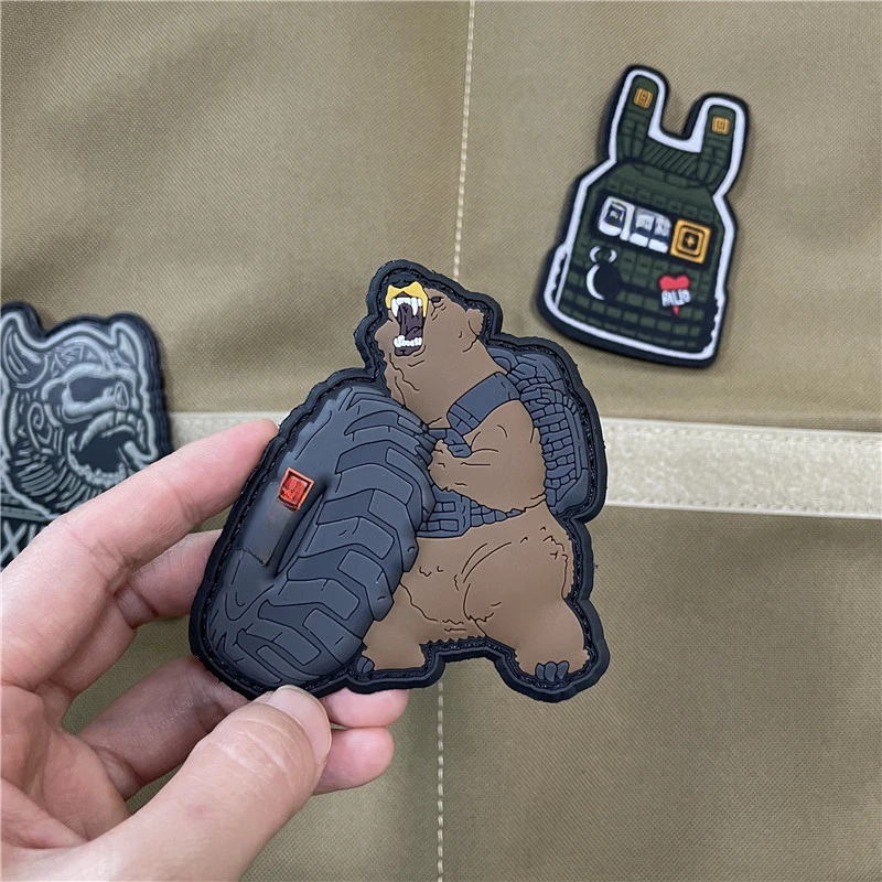 3D Tactical Military patch PVC Fitness Armband gilet cappelli distintivi spada in gomma morbida Cat Bear Morale Hook Loop Applique Emblem