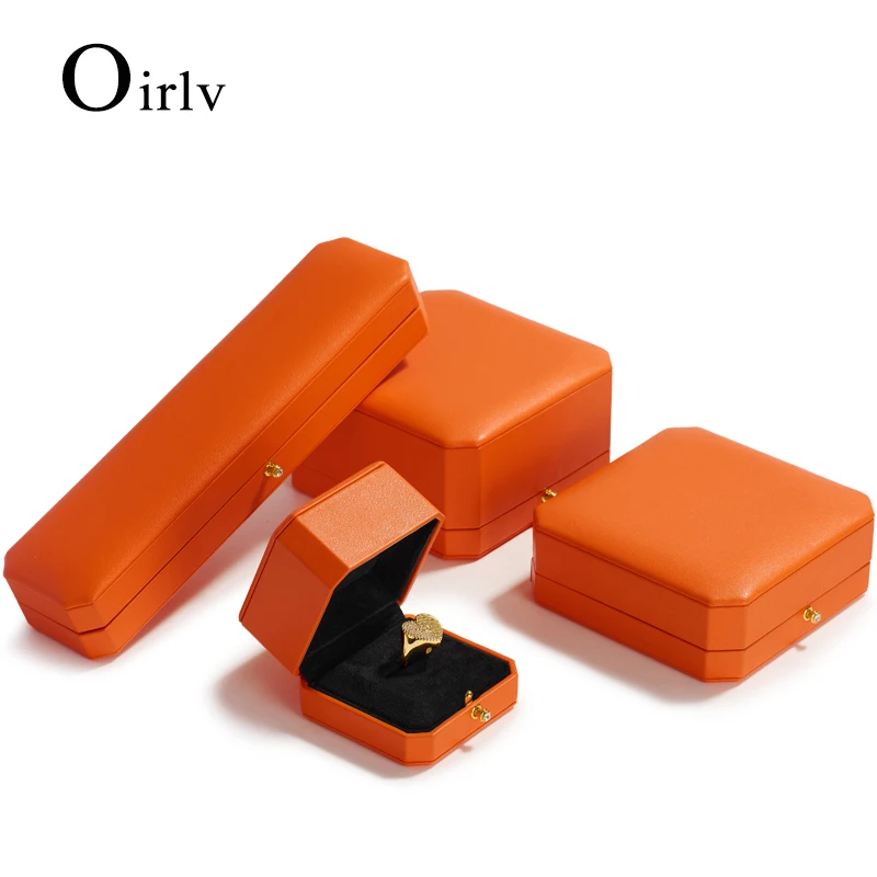 Oirlv Orange Jewelry Box Wedding Ring Box Pu Leather Jewelry Packing Box For Ring Earring Bracelet Necklace Orange Jewelry Boxes