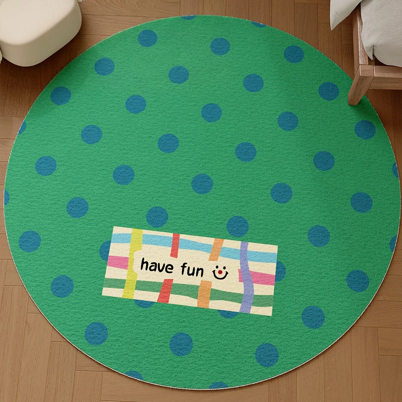 Retro Polka Dot Bedside Rug Dralon Velvet Area Carpet Soft Warm Bedroom Floor Mat Washable Anti-Slip Living Room Runner Blanket