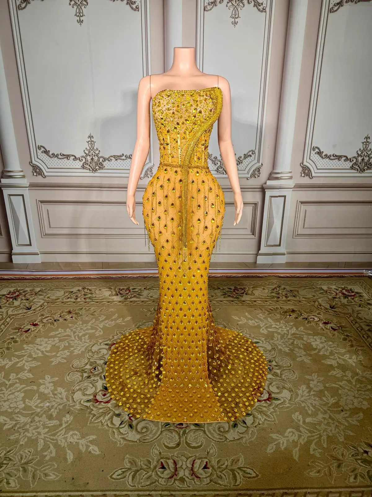 ZD 2025 ใหม่มาถึงผู้หญิงเซ็กซี่Backless Hollow Diamondชุดราตรีชุดราตรีหรูหราฉลองวันเกิดตรงสําหรับชีฟอง