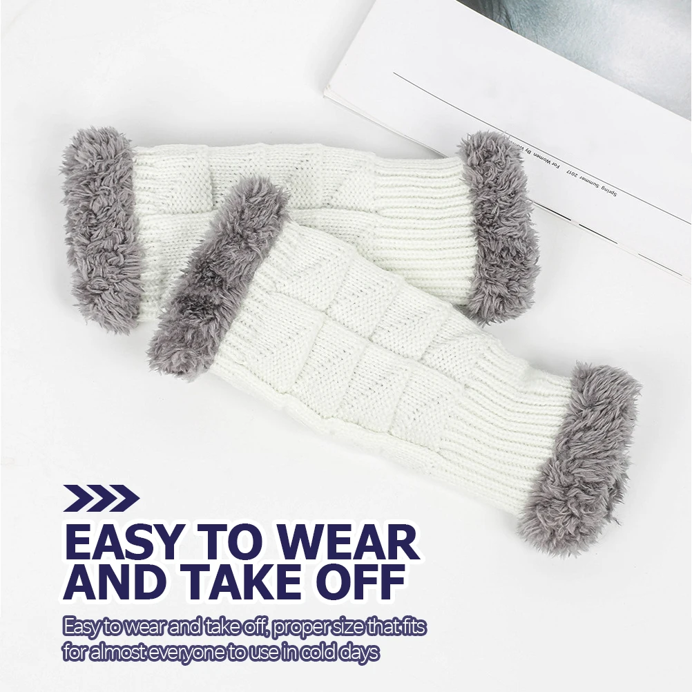 

Winter Gloves Hand Holding Mittens Long Thermal Half-finger Knitted Warm Female Fingerless Hollow Out