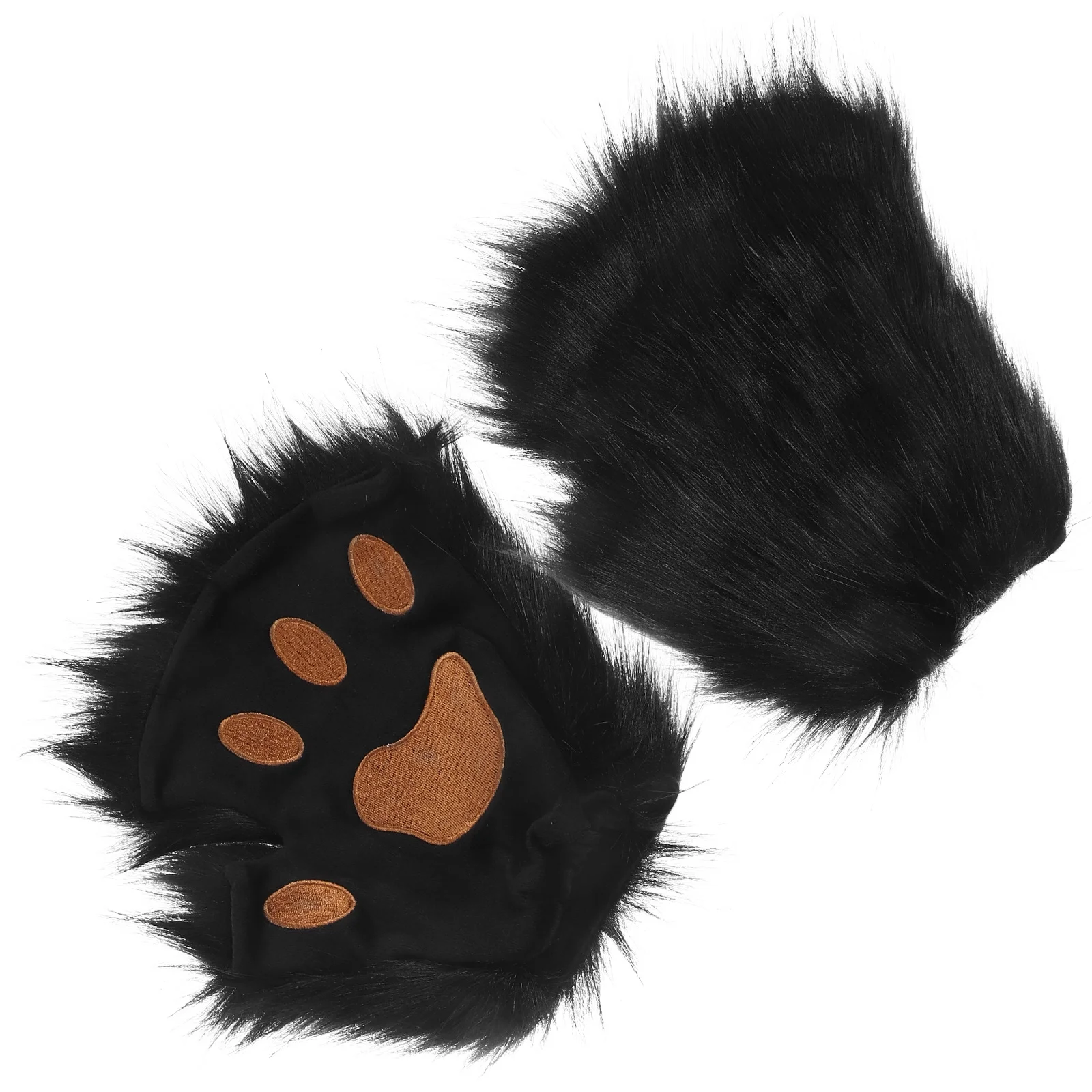 검은색 동물 발바닥 장갑 한 쌍 반손가락 장갑 따뜻한 겨울 옷 할로윈 코스튬 액세서리 재미있는 발바닥 디자인