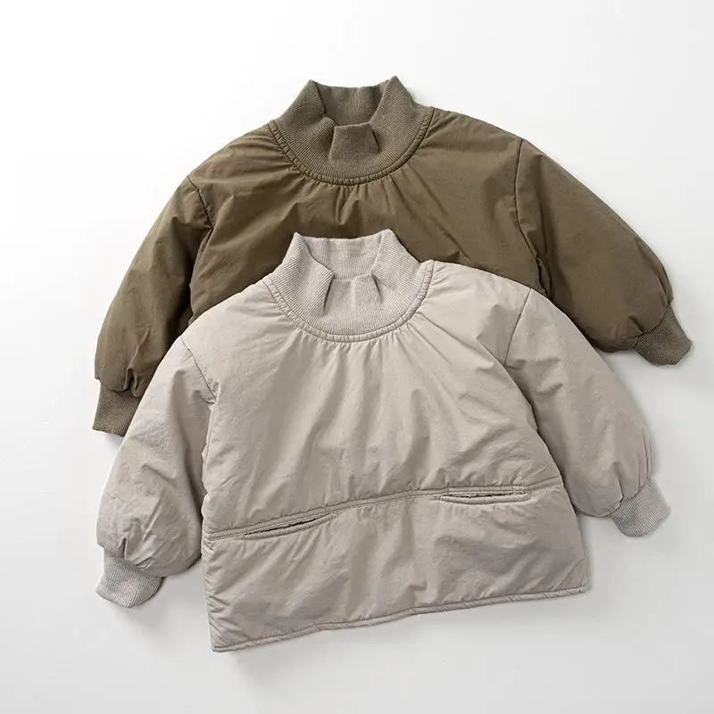 

2025 Winter New Children Plus Velvet Thick Pullover Tops Boys Girls Cotton Padded Jacket Kids Casual Sweatshirt Baby Warm Coat