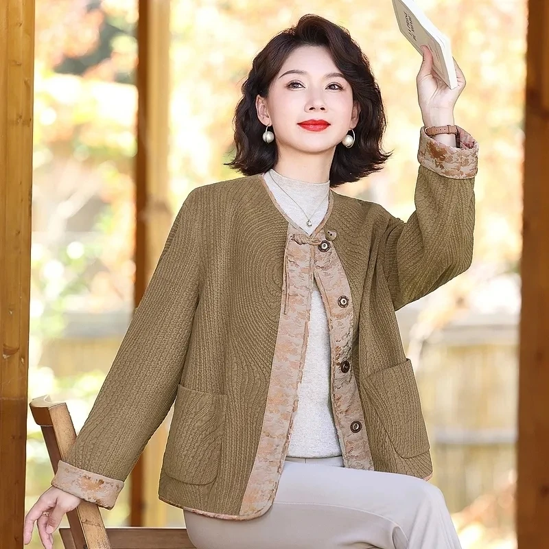 Women's New Chinese Coat 2025 Spring Autumn Season Female Small Fragrant Wind Jacket National Wind  Middle-aged Old Loose Outwea