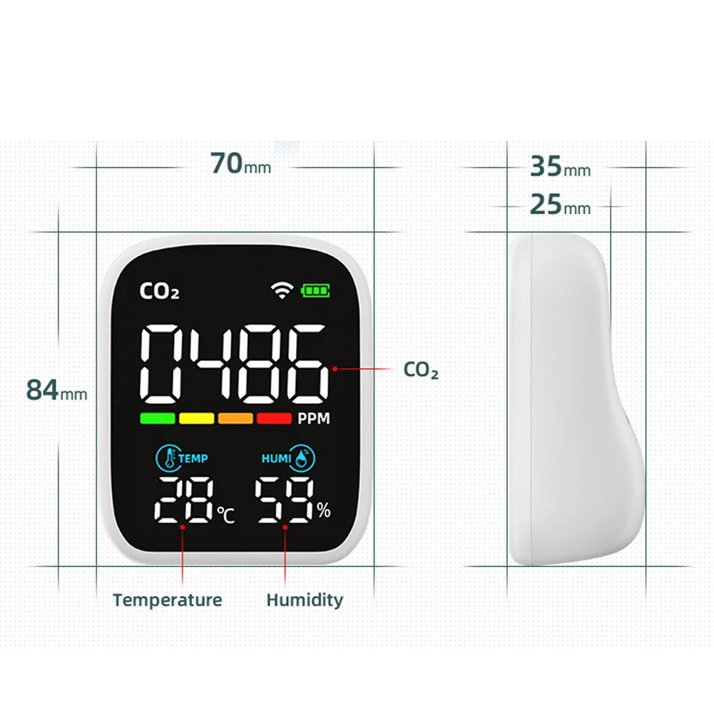 Multifunctional CO2 Detector NDIR Infrared Sensor LED Display Carbon Dioxide Tester Air Quality Monitor USB Charging APP Control