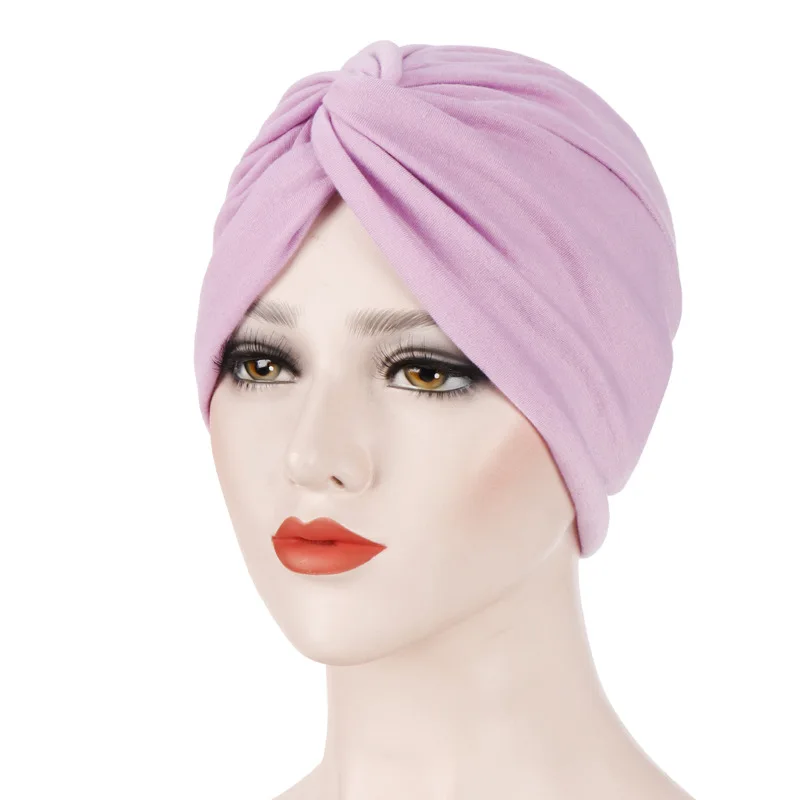 Elastic Solid Color Pre-Tied Hijab Wrap Head Scarf Hats Muslim Turban Bonnet for Women Inner Hat Fashion Female Turbantes Caps