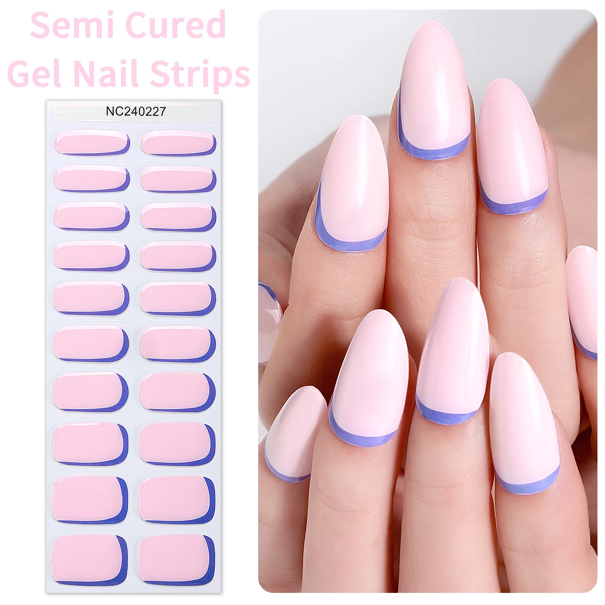 20 Tipps Französisch halb gehärtete Gel Nagelst reifen Patch Slider einfarbige Nagel Gel UV-Aufkleber langlebige volle Maniküre Dekoration DIY