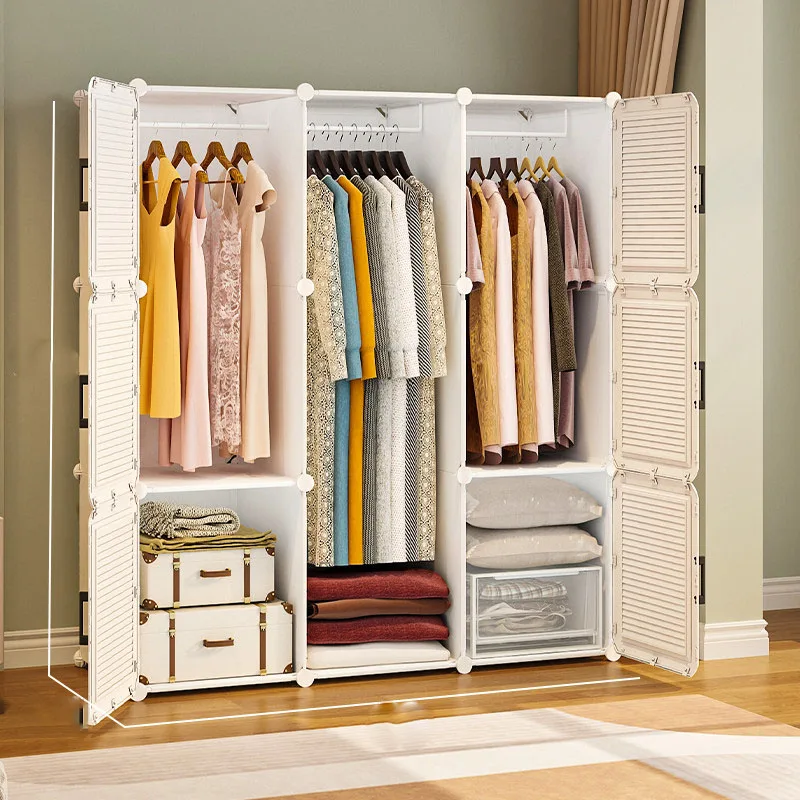 

Display Open Wardrobe Modern Storage Organizer Bedroom Clothes Partitions Cabinet Wardrobe Plastic Guarda Roupa Hotel Furniture